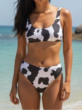 Women's Cow Print Swimsuit Two Piece Bikini For Beach or Swimming Pool